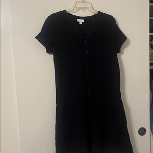 J. Jill Textured Black V-Neck dress